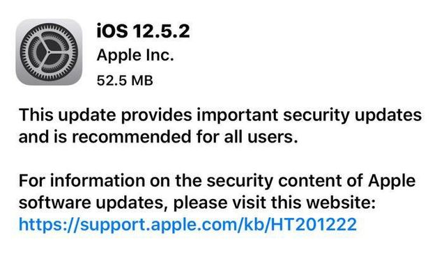 穆棱苹果手机维修分享iOS12.5.2发布，建议所有老苹果用户安装 